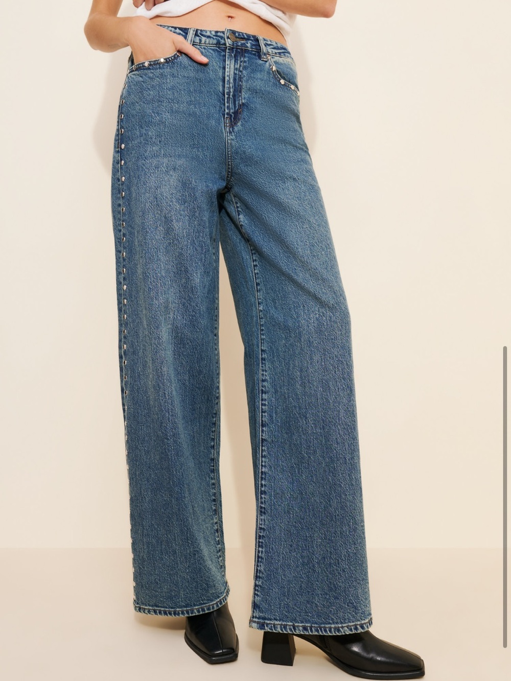 Habitual Blue Wide-Leg Jeans with Side Studs - Picture 3 of 6